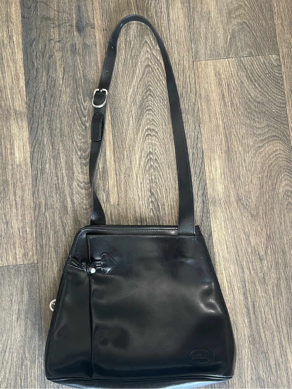 Vintage Longchamp Le Roseau Leather Bamboo Metal Crossbody Bag